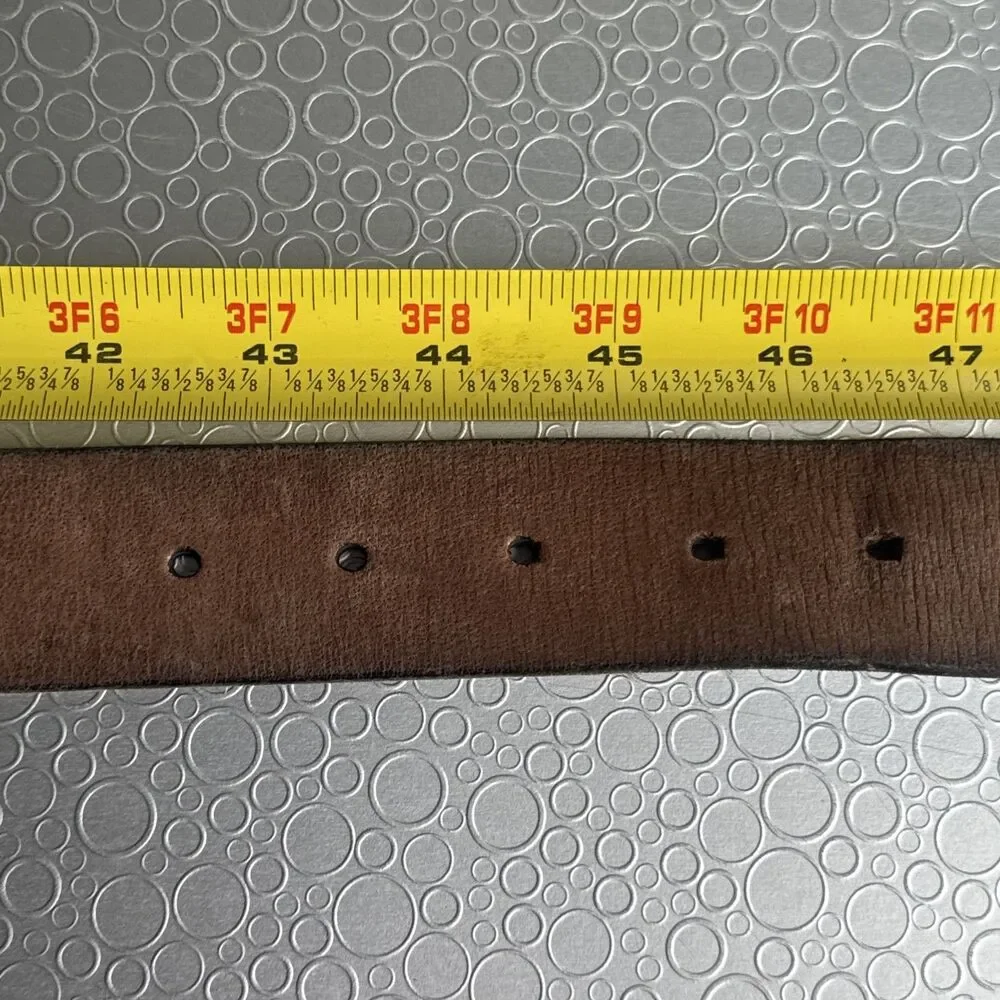 American Eagle Mens Rugged Brown Leather Reversible Belt 44 Eagle Logo Y2K